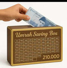 Umrah Saving Box – 280 Days Wooden Islamic Money Box for Hajj & Umrah