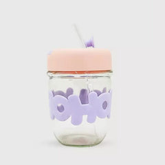 HoHo cute glass cup with straw